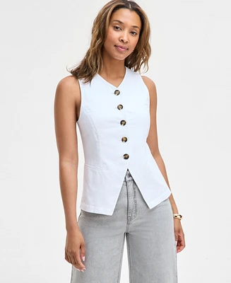 On 34th Women's Linen-Blend Longline Vest, Exclusively at Macy's