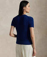 Polo Ralph Lauren Women's Cable-Knit Cotton Short-Sleeve Cardigan Sweater
