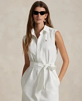 Polo Ralph Lauren Women's Belted Oxford Sleeveless Shirtdress