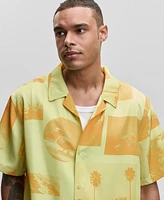 Mode of One Men's Short-Sleeve Photoreal Collage Camp Collar Shirt, Exclusively at Macy's