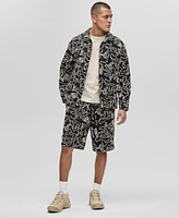 Mode of One Men's Floral Embroidered Cotton Shacket, Exclusively at Macy's