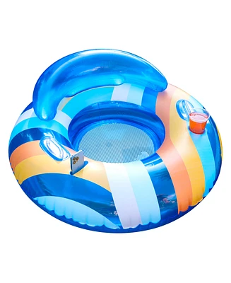 PoolCandy 46" Deluxe Pool Tube with Backrest Handles, Mesh Seat, Cup and Phone Holder