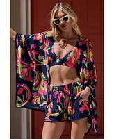 Trina Turk Women's Poolside Swirl Kimono Swim Cover-Up