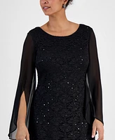 Connected Women's Cape-Sleeve Lace Sheath Dress