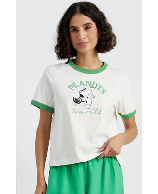 Chinti & Parker Women's Cotton Snoopy Racquet Club T-Shirt