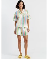 Chinti and Parker Women's & Linen-Cotton Snoopy Stripe Shorts