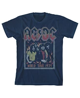 Ac/Dc Boys World Tour 1979 Navy Blue Short-Sleeve T-shirt-xs