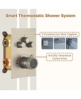 12-inch Rain Shower System with Body Jets Wall-Mounted Handheld Sprayer 3-Function Faucet Set, Brushed Nickel