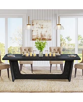 Tribesigns 70.87-Inch Dining Room Table for 6-8 People, Rectangular Farmhouse Kitchen with Solid Pedestal