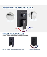 12-inch Rainfall Shower System with Handheld Shower Head Bathroom Faucet Set Wall-Mounted Shower Head with Value, Matte Black