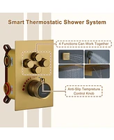 22-inch Rain Shower Head with Handheld System Body Jets Waterfall Trim Kit