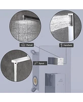 3-Function Shower System Rain System Wall-Mounted Shower Head with Handheld Shower Sprayer Shower System with Bathtub Spout, Brushed Nickel