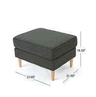 Mid-Century Modern Upholstered Ottoman, Rectangular Footrest with Wooden Legs for Living Room & Bedroom-The Pop Home