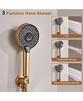 3-Function Thermostatic Shower System with Handheld Shower Head Luxury Shower Faucet Waterfall and Rainfall Shower Head