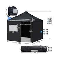 Yaheetech 10x10 Ft Commercial Canopy with Four Removable Sidewalls