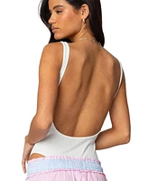 Edikted Womens Evonne Backless Ribbed Bodysuit