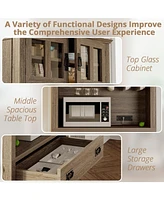 Farmhouse Kitchen Pantry, Storage Cabinet with Power Outlets