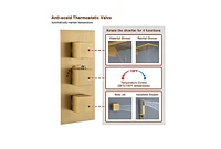 4 Function Shower System with Handheld Head Rainfall Side Body Jets, Brushed Gold