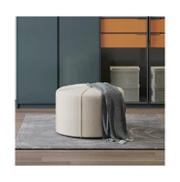 Modern Upholstered Ottoman, Button-Tufted Fabric Footrest for Living Room & Bedroom-The Pop Home