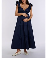 Women's Ruffle Sleeve Tie-Back Maxi Maternity Dress - Motherhood