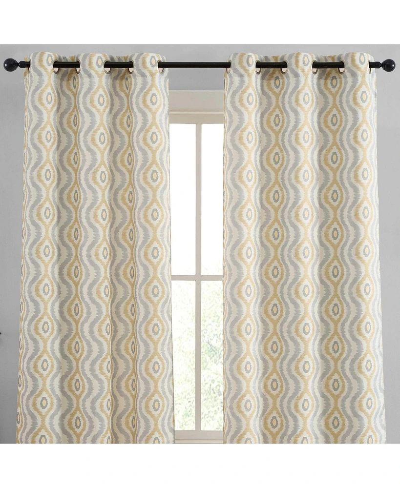 Hlc.me Tanner Ogee Ikatt Damask Patterned Window Grommet Curtains Bedroom