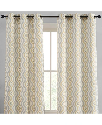 Hlc.me Tanner Ogee Ikatt Damask Patterned Window Grommet Curtains Bedroom