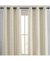Hlc.Me Tanner Ogee Ikatt Damask Patterned Window Grommet Curtains Bedroom Light Blocking Darkening Window Panels Set Of 2 Grey Gold 37 W X 96 L
