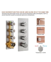 Brushed Nickel Celling Mount Thermostatic Rain Shower System with Handheld and Wall Body Jets 3 Functions Faucet