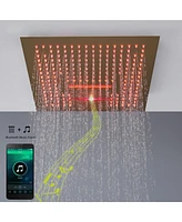 Matte Black 4-Way Shower System with Led and Music Player Faucet Set Handheld Side Body Jets