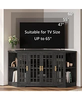 Corner Tv Stand for TVs up to 60 Inch with Power Outlet