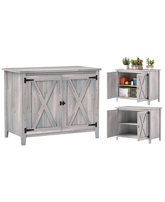 Outsunny Wood Outdoor Storage Cabinet Potting Shed with Shelf,