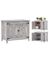 Outsunny Wood Outdoor Storage Cabinet Potting Shed with Shelf,