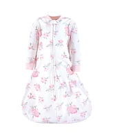 Hudson Baby Infant Girl Long-Sleeve Fleece Sleeping Bag, Basic Pink Floral, Months