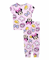 Minnie Mouse Toddler Girls Short Sleeve and Pant, 2-Piece Pajama Set