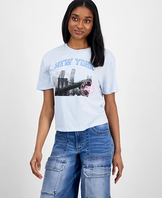 Pretty Rebellious Juniors' New York City Embroidered Graphic T-Shirt