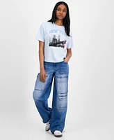 Pretty Rebellious Juniors' New York City Embroidered Graphic T-Shirt