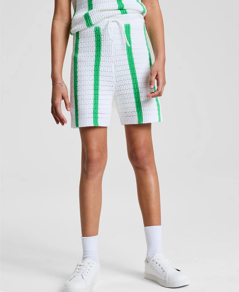 Epic Threads Big Girls Striped Crochet Knit Shorts, Exclusively at Macy's