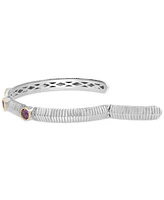 Effy Amethyst (3/4 ct. t.w.) & White Sapphire (5/8 ct. t.w.) Cuff Bangle Bracelet in Sterling Silver & 18k Gold