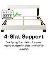Boyd Sleep Luxe Upholstered Platform Bed with Headboard, Mattress Foundation with Strong 14 Wood Slat Supports