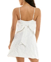 Crystal Doll Juniors' Rosette Jacquard Bow-Back Dress