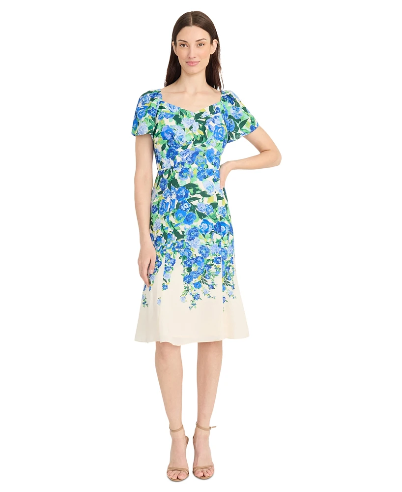 Maggy London Women's Floral-Print Fit & Flare Dress