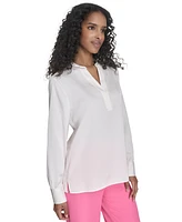 Calvin Klein Women's Split-Neck Long-Sleeve Shirt
