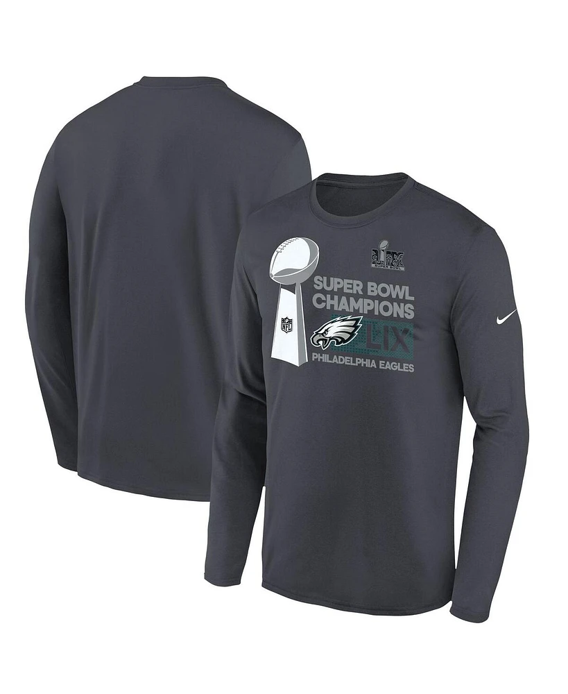 Nike Big Boys and Girls Anthracite Philadelphia Eagles Super Bowl Lix Champions Locker Room Trophy Collection Long Sleeve T-Shirt