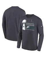 Nike Big Boys and Girls Anthracite Philadelphia Eagles Super Bowl Lix Champions Locker Room Trophy Collection Long Sleeve T-Shirt