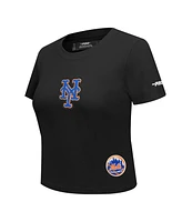 Pro Standard Women's Black New York Mets Game Day Classics Baby Doll Cropped T-Shirt