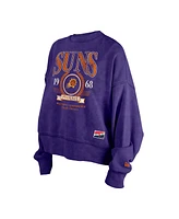 New Era Women's Purple Phoenix Suns Hardwood Classics Enzyme Wash Oversized Boxy Pullover Sweatshirt