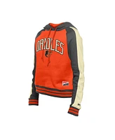 New Era Women's Orange Baltimore Orioles Throwback Cropped Raglan Pullover Hoodie