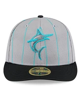 New Era Men's Gray/Black Miami Marlins 2025 Batting Practice Low Profile 59FIFTY Fitted Hat