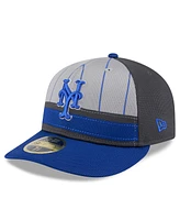 New Era Men's Gray/Royal York Mets 2025 Batting Practice Low Profile 59FIFTY Fitted Hat