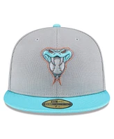 New Era Men's Gray/Teal Arizona Diamondbacks 2025 Batting Practice 59FIFTY Fitted Hat